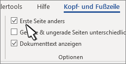 Erste Seiten anders (microsoft)