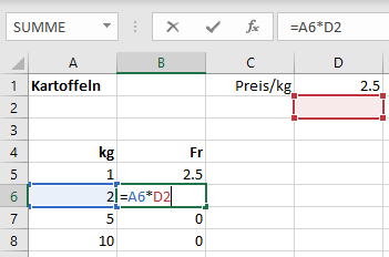 Falscher Bezug nach dem Kopieren der Formel"