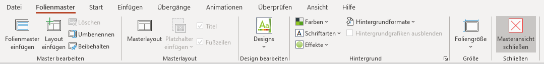 Folienmaster schliessen