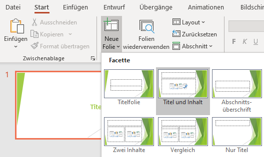 Folienmaster-layout wählen