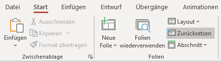 Layout zurücksetzen