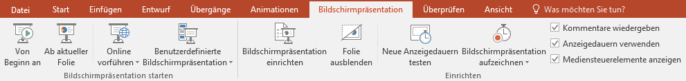 Screenshot Ribbon «Bildschirmpräsentation»