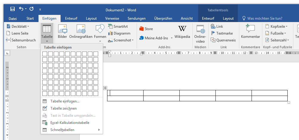 Tabelle einfügen