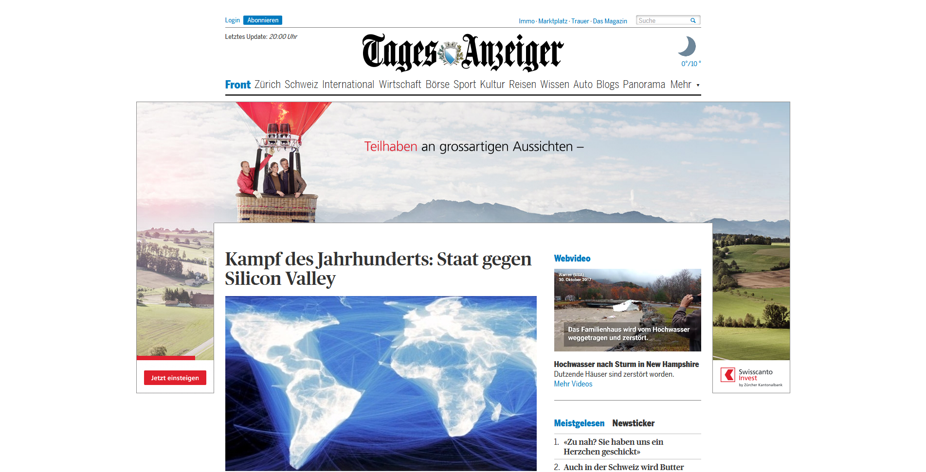 Tagesanzeiger mit Werbung